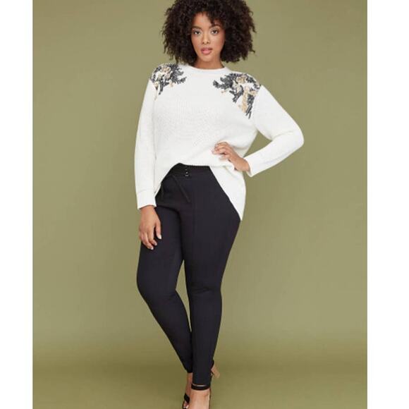 NEW Lane Bryant Ivory Sequin Embellished Crew Neck Sweater Size 26/28 - Picture 3 of 8